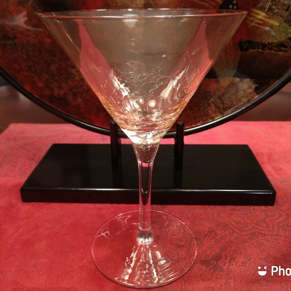 Pier One Amber Luster Crackle Martini Glasses-Discontinuef - Picture 2 of 5